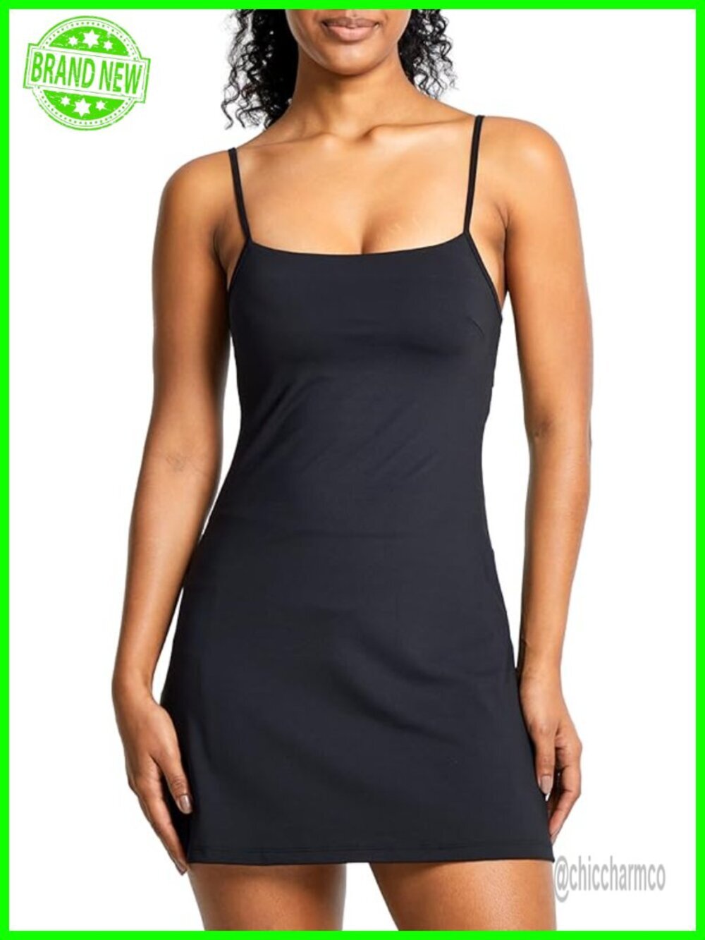 Cami Strap Tennis Dress with Built-in Bra & Short Spaghetti Strap Workout